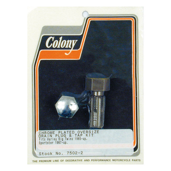 Colony Oversized Drain Plug & Tap Kit, Domed Hex. Chrome – 1938–1999 Big Twin; 1952–2003 K XL…
