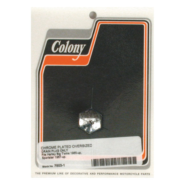 Colony Oversized Drain Plug, Domed Hex. Chrome – 1938–1999 Big Twin; 1952–2003 K XL…