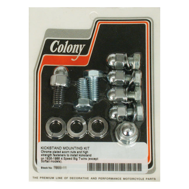 Colony Jiffy Mount Kit. Chrome Acorn – 1936–1986 4-Speed Big Twin