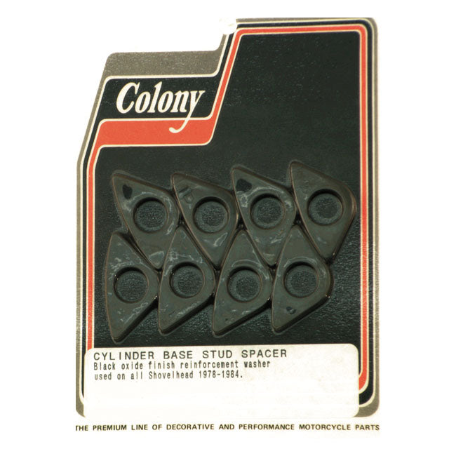 Colony Cylinder Base Stud Spacers Set. Black – L1978–1984 1340cc/80Cui Shovelheads