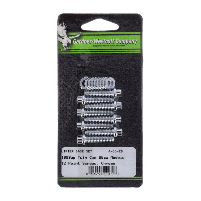 Gw, Tappet Block Mount Kit, 12-Point. Chrome for 99-17TCa/B; 17-20 M8; 04-20 XL; 08-12XR1200