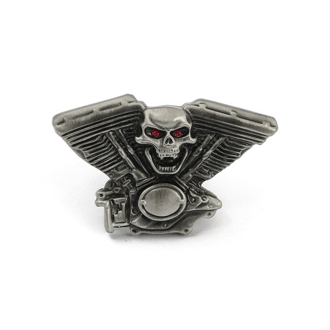 MCS License Plate Mount Kit Engine Skull. Pewter