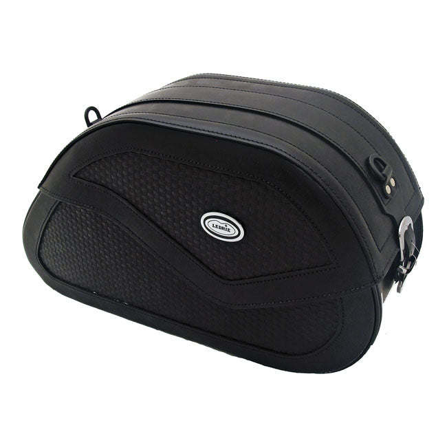 MCS Reinforced Rigid Leather Saddlebag Set. BW. 33 Liter – Universal
