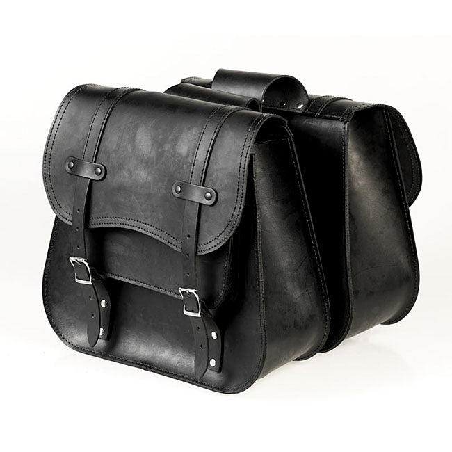 MCS Reinforced Rigid Leather Saddlebag Set. Throw-over – Universal