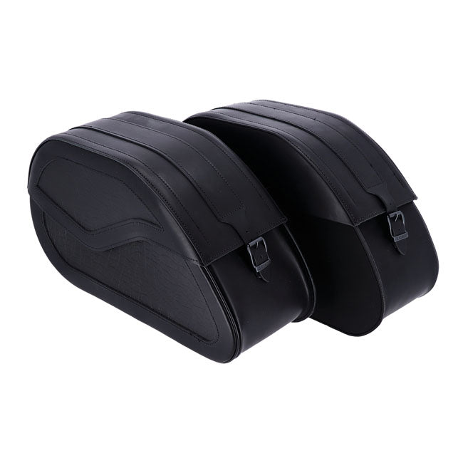 MCS Reinforced Rigid Leather Saddlebag Set. 32 Liter – Universal