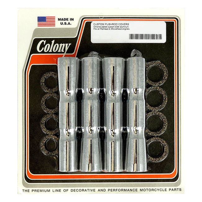 Colony B.T. Ribbed Lower Pushrod Cover Set. Chrome – 1948–1965 Panhead; 66-E79 Shovelhead