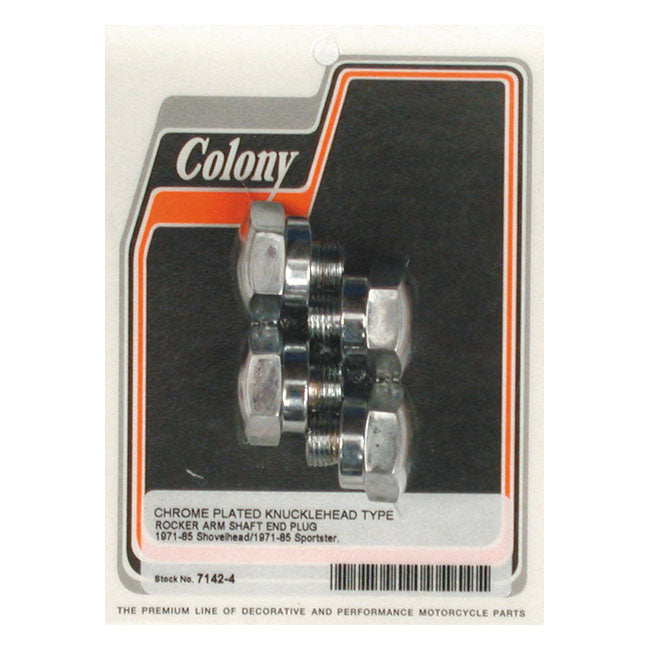 Colony Rocker Shaft End Plug Set. Knuckle Style. Chrome – 1971–1984 Shovelhead; 1971–1985 XL…