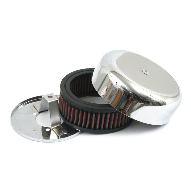 K&N Filter Assy, Chrome Cover for Fits Keihin; Bendix; Tillotson Carbs