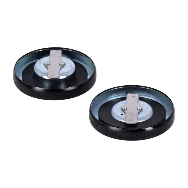 MCS Gas Cap Set, Late Style. Gloss Black – 1936–1982 H-D
