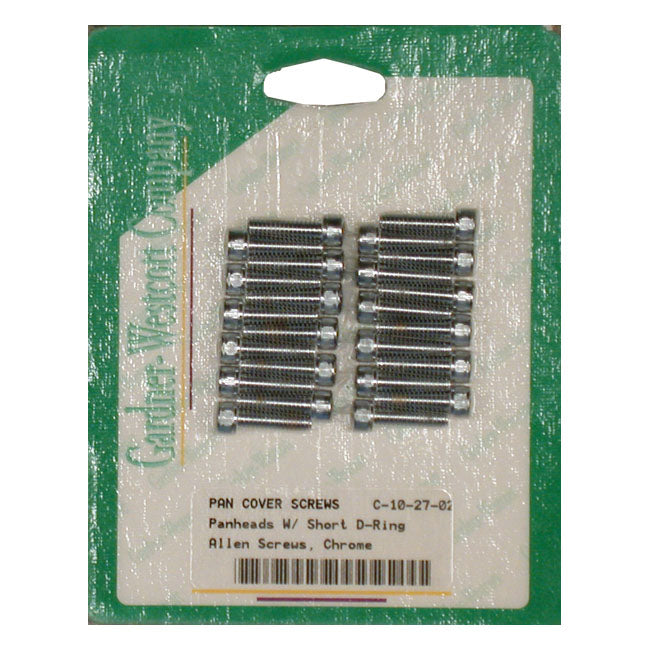 Gardner-Westcott Panhead Rocker Cover Screw Kit. Chrome Allen. Short – 1948–1965 Panhead. With Steel D-rings