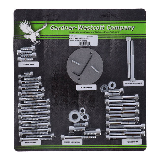 Gardner-Westcott Motor Screw Sets, Chrome Allen – 77-E84 XL Sportster