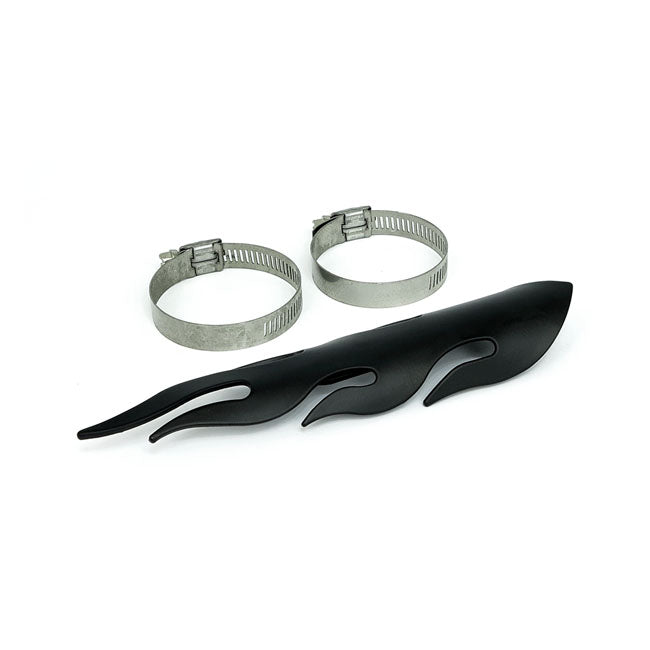 Motorcycle Storehouse Flamed Heat Shield Set 8" Long Black for 1-3/4" Exhaust Pipes