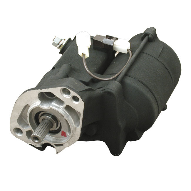 BDL starter motor 1.4kW. Black 70-78 Shovelhead with MCS 518591 3" open belt drive