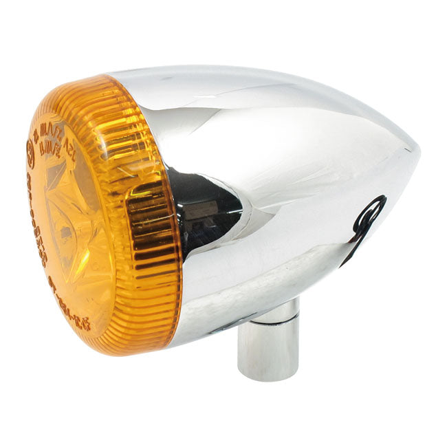 MCS 3-1 LED Bullet Taillight / Turn Signal Combo. Chrome. Amber – Universal