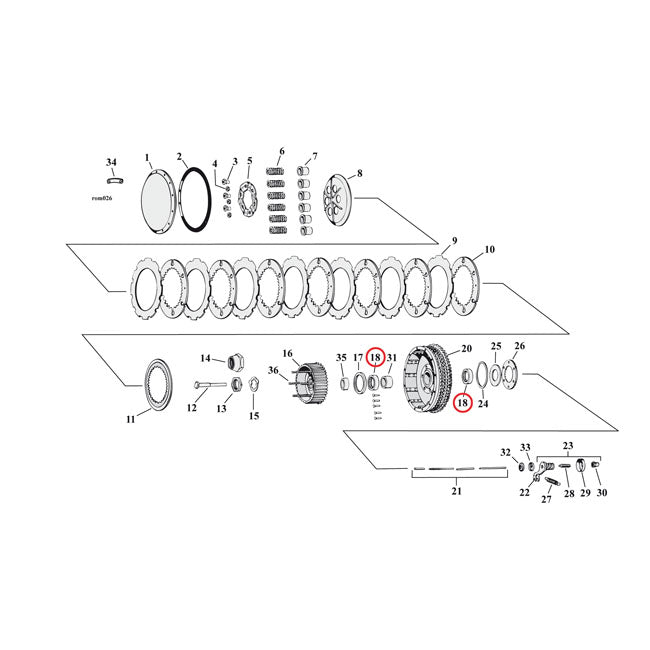 Sonnax Needle Bearing, Clutch Hub – 1952–1970 K; XL Sportster