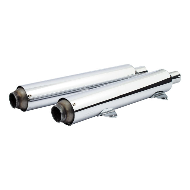 Kerker, 3-1/2" Slip-On Mufflers. Chrome. Mikuni for 97-07 FLSTS/C Springer Softails
