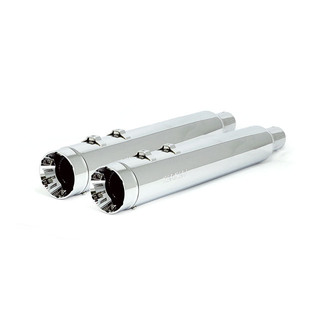 Kerker, Stout 4" Slip-On Muffler Set. Chrome for 17-20 Touring