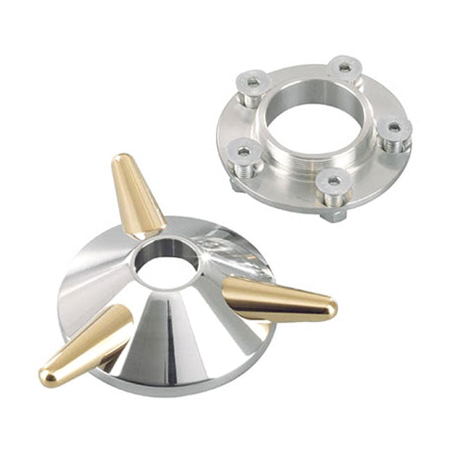 Kustom Tech Spinner Wheel Hub Cover. Aluminum & Brass – 2000–2025 H-D with Aftermarket Laced &…