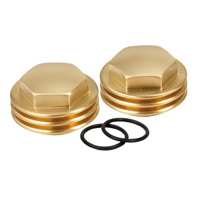 Kustom Tech K-Tech, Knuckle Rocker Nuts. Finned, Satin Brass – 1936–1947 Knucklehead