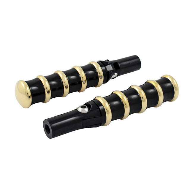 Kustom Tech K-Tech, Vintage Folding Foot Pegs. Black & Brass – Universal