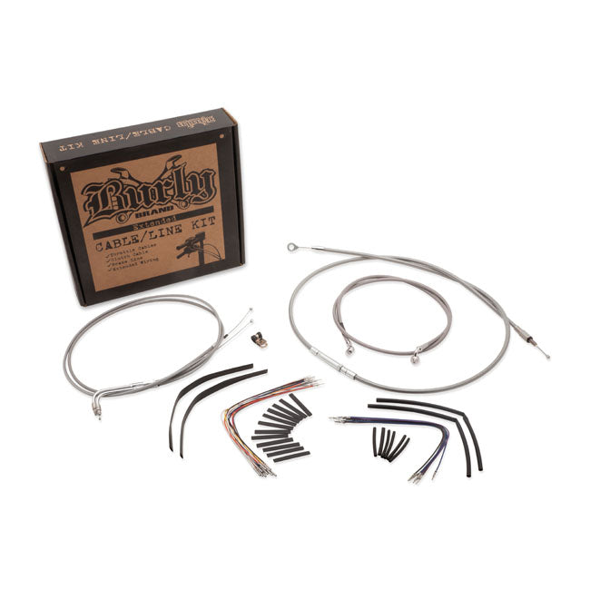 Burly Apehanger Cable/Line Kit. 14", Stainless – 2000–2006 FLST/C/F/N