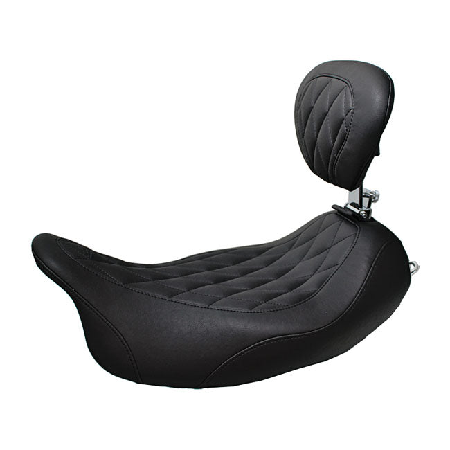 Mustang Wide Tripper Solo Seat. With Rider Backrest – Touring: 2008–2025 FLT/TouringFLH…