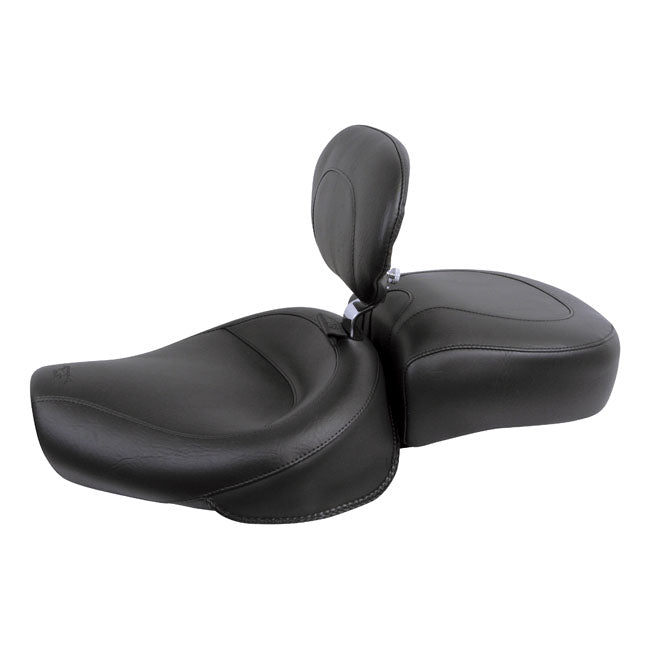 Mustang Wide Touring Solo Seat. With Rider Backrest – 1982–2003 XL Sportster with 3.3 Gallon…
