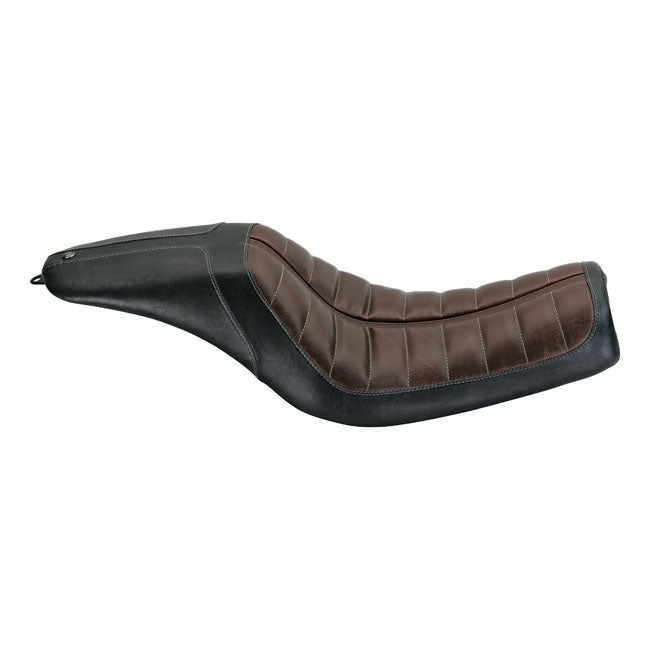 Roland Sands Design 2-up Enzo seat. Black/Brown 06-17 Dyna