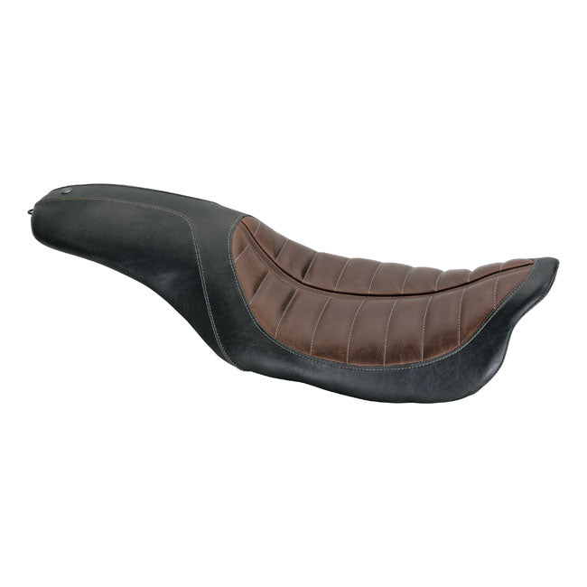 Roland Sands Design 2-up Enzo seat. Black/Brown 08-23 Touring