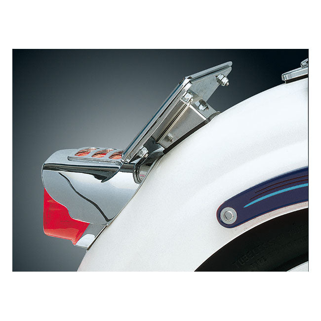 Kuryakyn License Plate Holder ''Lay Down''. Chrome – All H-D with OEM 3-Bolt Fender Mount