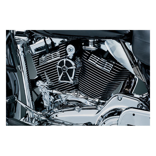 Kuryakyn Mach 2 Horn Cover. Chrome/Black Mesh Insert – 1993–2025 B.T.; 1993–2022 XL. With Side…