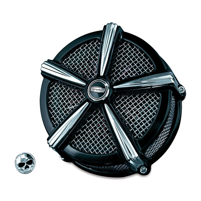 Kuryakyn Mach 2 Air Cleaner In Black & Chrome For Harley-Davidson & Custom Motorcycle Applications