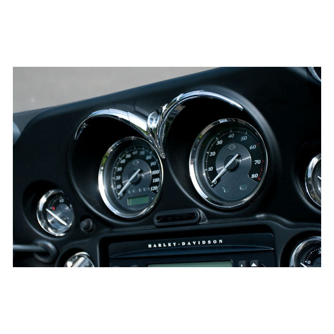 Kuryakyn Speedo & Tach Brow. Chrome – 1996–2013 FLHT FLT/Touring; FLHX Street…