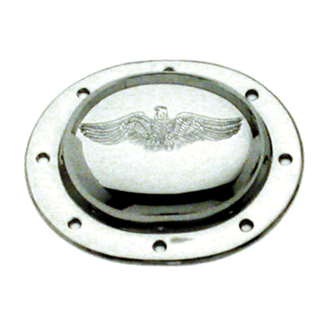 Paughco Derby Cover. Chrome. Eagle Embossed – 1936–1964 Big Twin