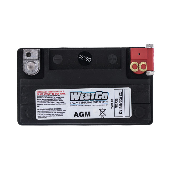 Westco Sealed Agm Battery. 12v, 19ah. 325cca – 1973–1986 E-Start FX Models; 1982–1994 &…