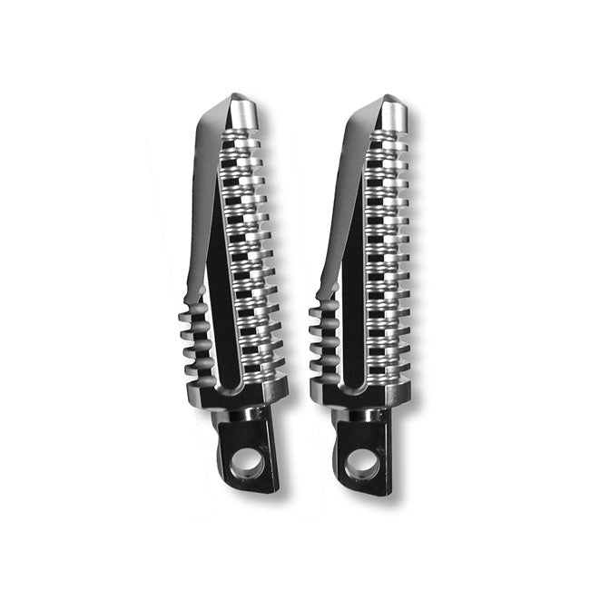 Burly Brand Havoc Aluminium Footpegs in Clear Anodised Fr Male H-D Mount Models