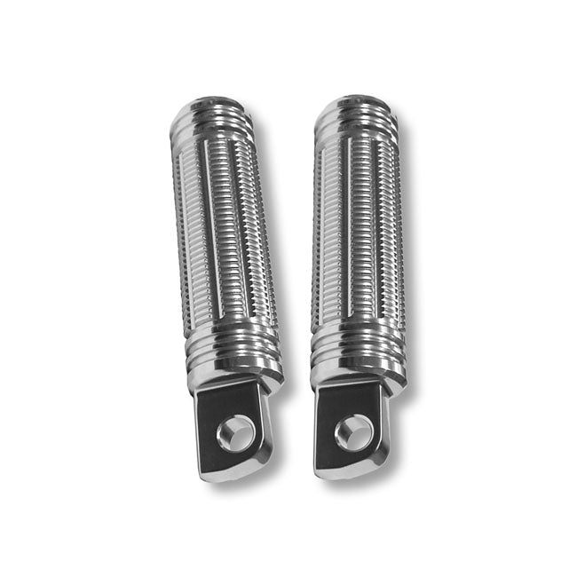 Burly Stash Foot Pegs. Clear Anodized – All H-D with Traditional Male Mount