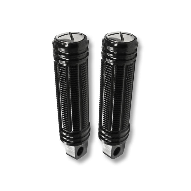 Burly Stash Foot Pegs. Black Anodized – All H-D with Traditional Male Mount