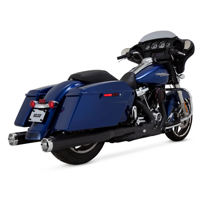 Vance & Hines Monster Round slip-on mufflers. Black 17-23 Touring (excl. Trikes)