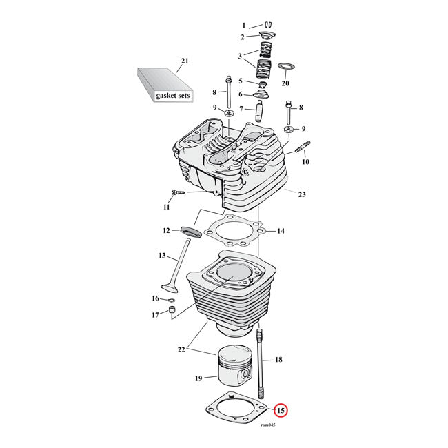 Cometic Cylinder Base Gasket Set FR/RR. .020" RCS – 1984–1999 Evo Big Twin; 1988–2022 XL…