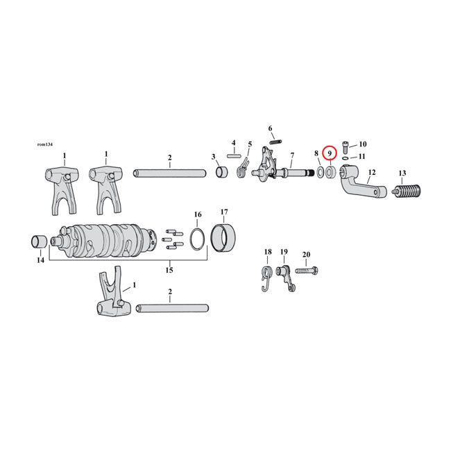 Cometic Transm. Shifter Shaft / Clutch Release – Shifter: 2006–2013 Dyna; 2007–2013…