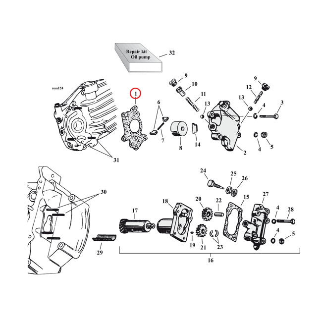 Cometic Oil Pump Side Mount Gasket. Fiber – 1937–1959 45" Flathead W; WL; WLA; G…
