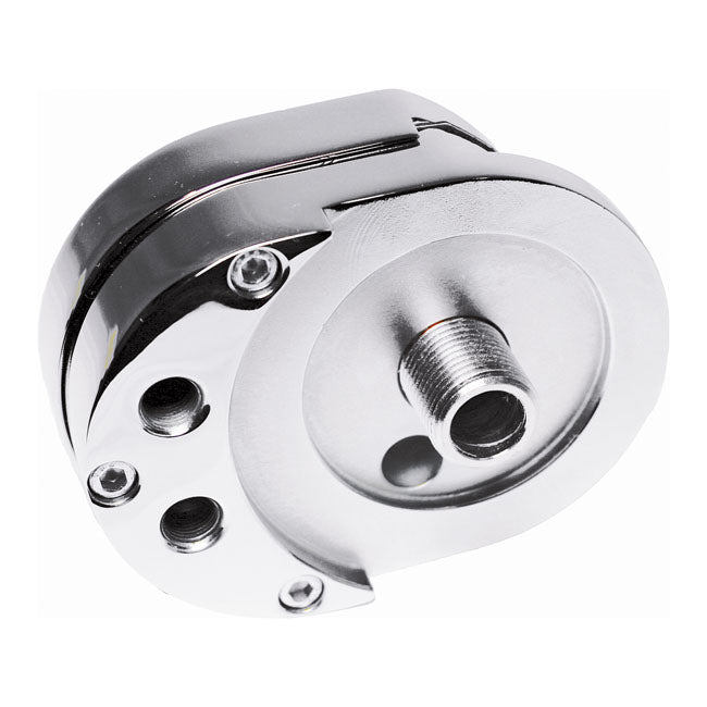 Offset Oil Filter Adaptor. Chrome