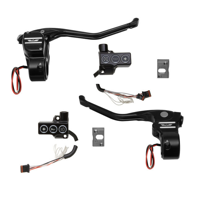 Rebuffini Rr90 Radial Handlebar Control Set Black for 11-17 Softail, 12-17 Dyna. (With Key-Type Ignition Switch)