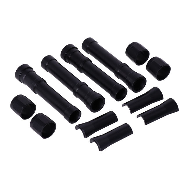 Dippert Panhead Aluminum Pushrod Cover Set. Black – 1948–1965 PANHEAD