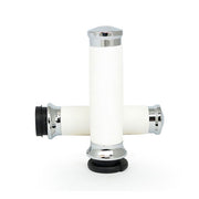 Avon Grips Avon Custom Contour Grips Chrome/White – 2008–2025 H-D with E-throttle