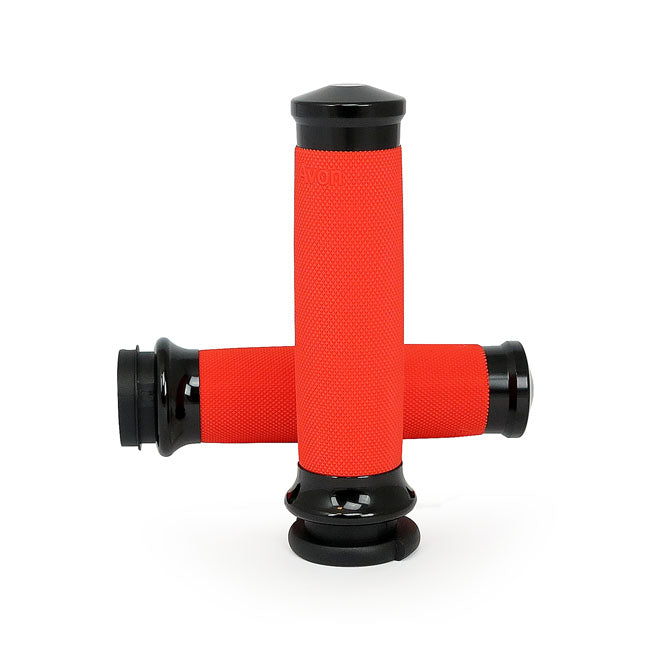 Avon Grips Avon Custom Contour Grips, Black Anodized/Orange – 2008–2025 H-D with E-throttle