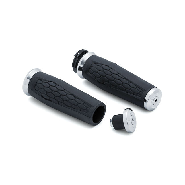Kuryakyn Hex Grips Chrome – 1996–2022 H-D with Dual Throttle Cables