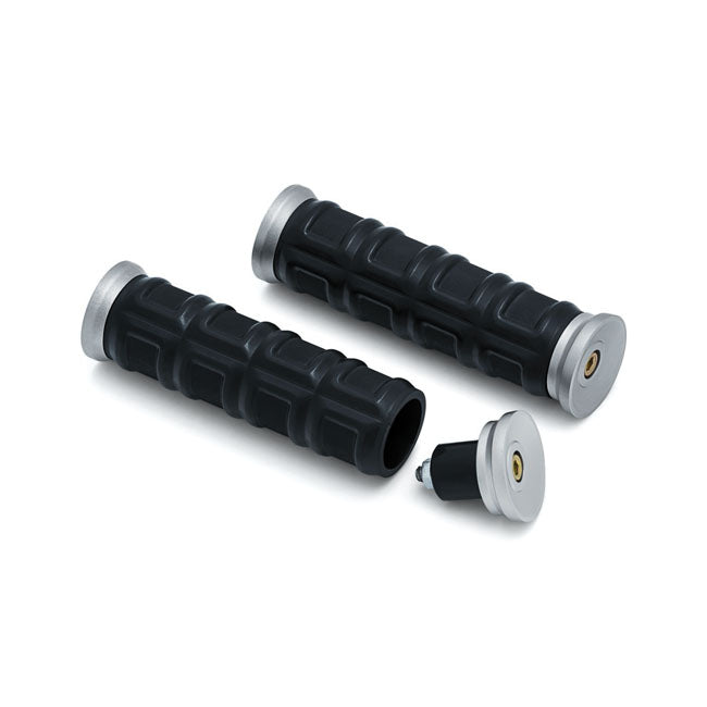Kuryakyn Dillinger grips. Satin silver 7/8" (22mm) handlebars