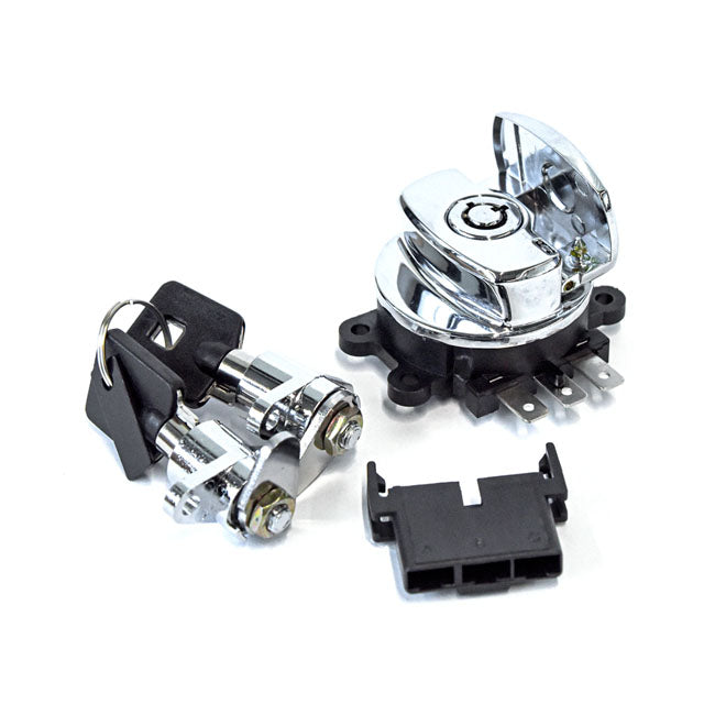 MCS FLHR Ignition Switch & Saddlebag Lock Kit. Chrome – 1998–2013 FLHR Road King with Hard…